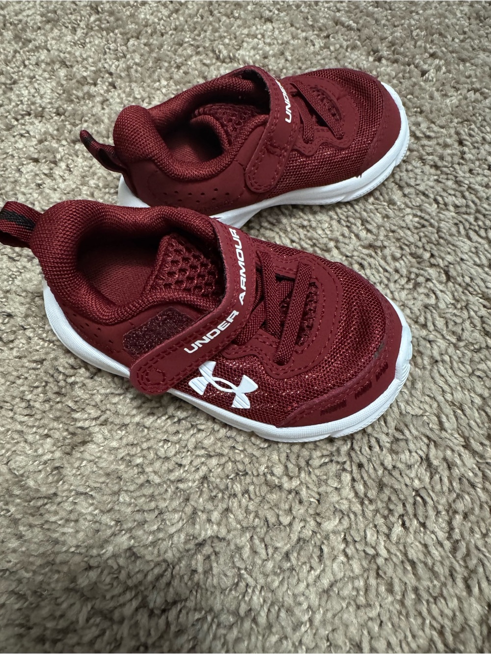 Under Armour Kids Burgundy and White Athletic Sneakers